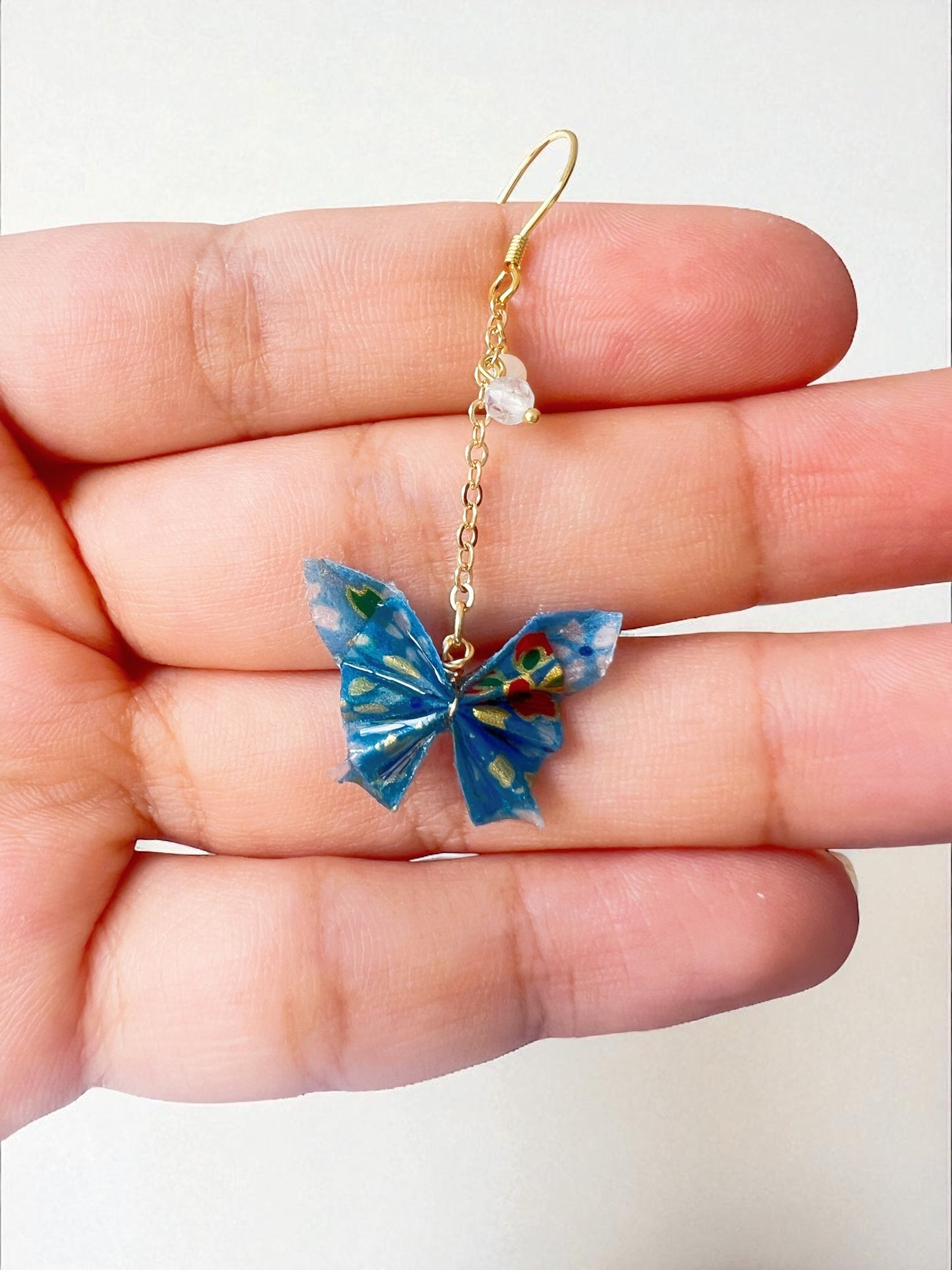 Origami Butterfly Earrings with Natural Quartz