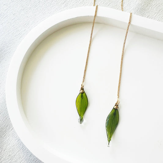 Spring Leaf Threader Earrings