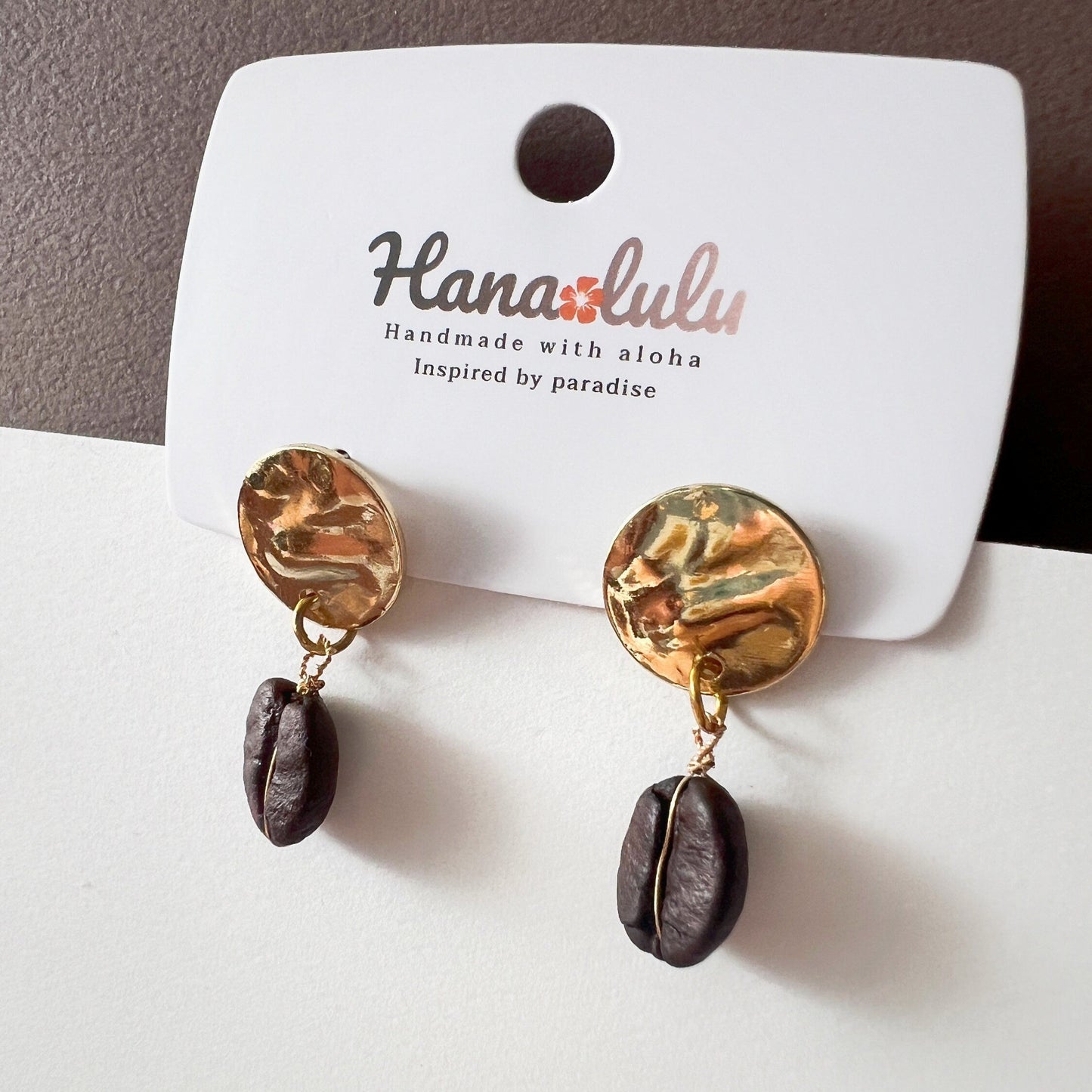 Real coffee bean gold earrings, minimalist dangle earrings, botanical jewelry, gift for coffee lover, barista gift, coffee accessories