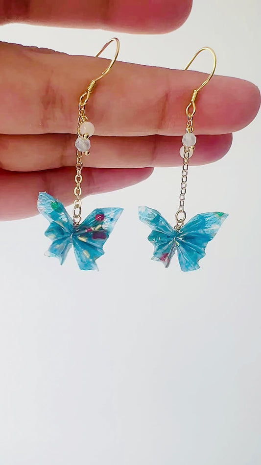 Origami Butterfly Earrings with Natural Quartz